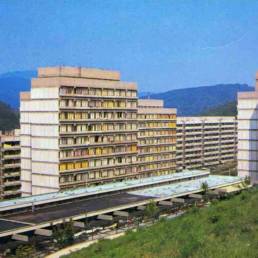 Az Arany János út környéki lakótelep, előtérben az óvodával, 1970-es évek közepe